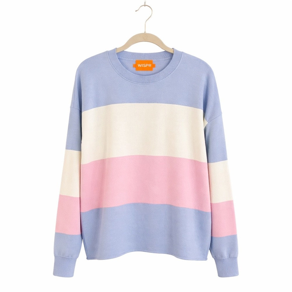 WISPR Colorblock Striped Crewneck Sweater Light Blue Pink White‎ Size
Small